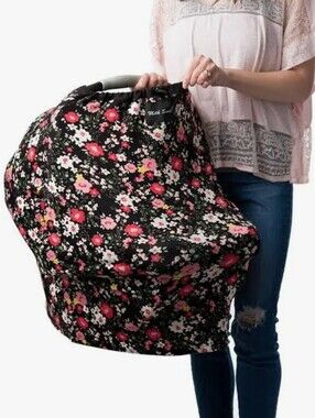 Milk Snob Infant Baby Cover/ Carrier/ Nursing Cover in Black Pink & Red Blooms